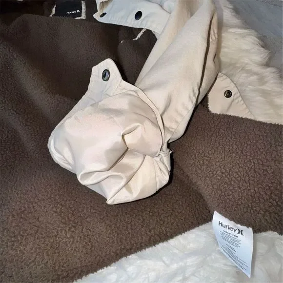 Hurley Men's Sherpa Lined Utility Military Jacket Tan Size S Casual Mid-Length - Picture 7 of 14